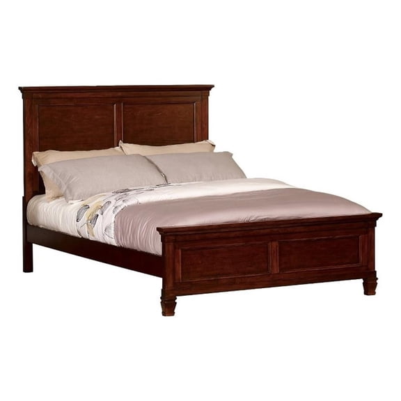 Benjara Umi Twin Size Bed, Classic Panel Design with ed Details, Brown Wood