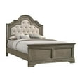thumbnail image 1 of Benjara  Upholstery Scalloped Bem California King Size Bed with Arched Headboard, Cream & Light Gray, 1 of 4