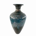 thumbnail image 1 of Benjara Urn Shape Glass Frame Vase with Fiery Design, Blue, 1 of 5