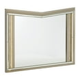 thumbnail image 1 of Benjara V Notch Design Wooden Frame Mirror with LED Light, Silver, 1 of 4