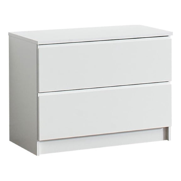 Benjara Vedz Dresser Unit with 2 Drawers- Modern White Melamine Finish