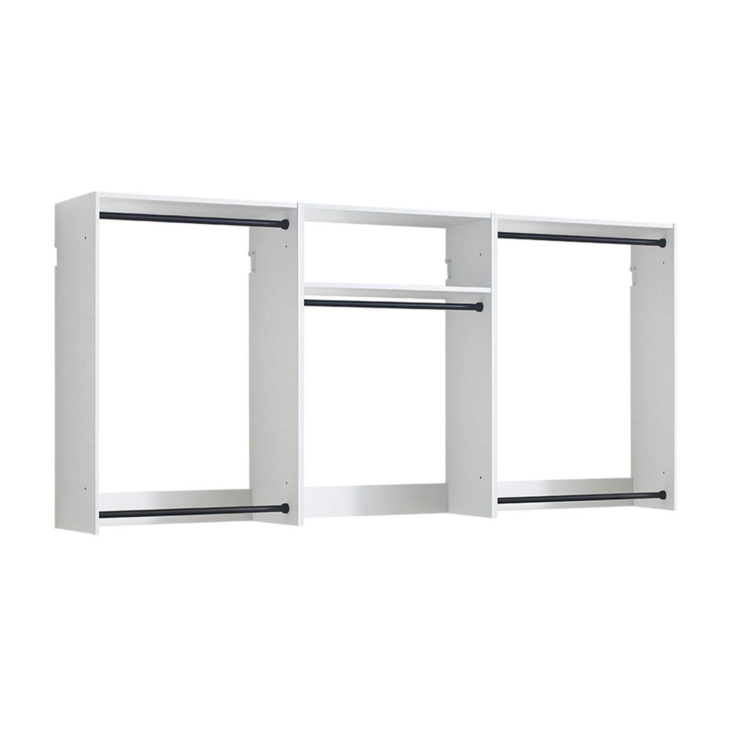 Benjara Vedz Wall Mount Closet Set, 1 Center Shelf 5 Hanging Rods ...