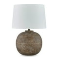 thumbnail image 1 of Vesy Table Lamp, Brown Abstract Impressions, 25 Inch Round Metal Base, 1 of 5