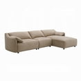thumbnail image 1 of Vety L Shaped Sectional Sofa, Pillow Arm, Light Brown Nubuck Leather, 1 of 7