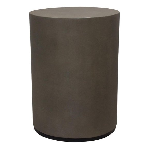 Benjara Viko Side End Table- 20" Natural Cement Gray Round Pedestal
