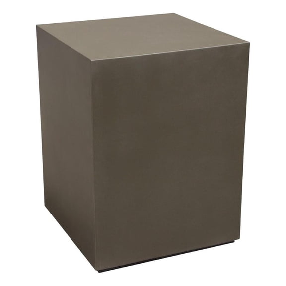 Benjara Viko Side End Table- 20" Natural Cement Gray Square Pedestal