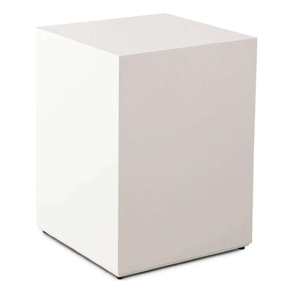 Benjara Viko Square Side End Table- White Wood Faux Concrete Finish- 20 ...