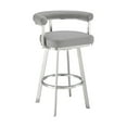 thumbnail image 1 of Benjara Weni 26 Inch Swivel Counter Stool, Barrel Open Back, Light Gray, Chrome, 1 of 5