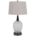 thumbnail image 1 of Wenu 29 Inch Table Lamp, Accent Frosted Glass Base, White Fabric Shade, 1 of 7