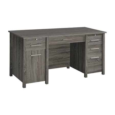 Wim 60 Inch 4 Drawer Lift Top Office Desk 2 Pull Out Trays Weathered Gray