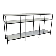 Benjara Woly Plant Stand Rack- 2 Glass Shelves- 59 Industrial Black Metal