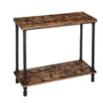 thumbnail image 1 of Wood and Metal Frame Console Table with Open Bottom Shelf, Rustic Brown, 1 of 6