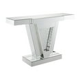 thumbnail image 1 of Wood and Mirror Console Table with Faux Crystals Inlay, Clear, 1 of 5