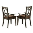 thumbnail image 1 of Benjara Wooden Armchair with Padded Seat and Cut Out Backrest, Set of 2, Brown, 1 of 3
