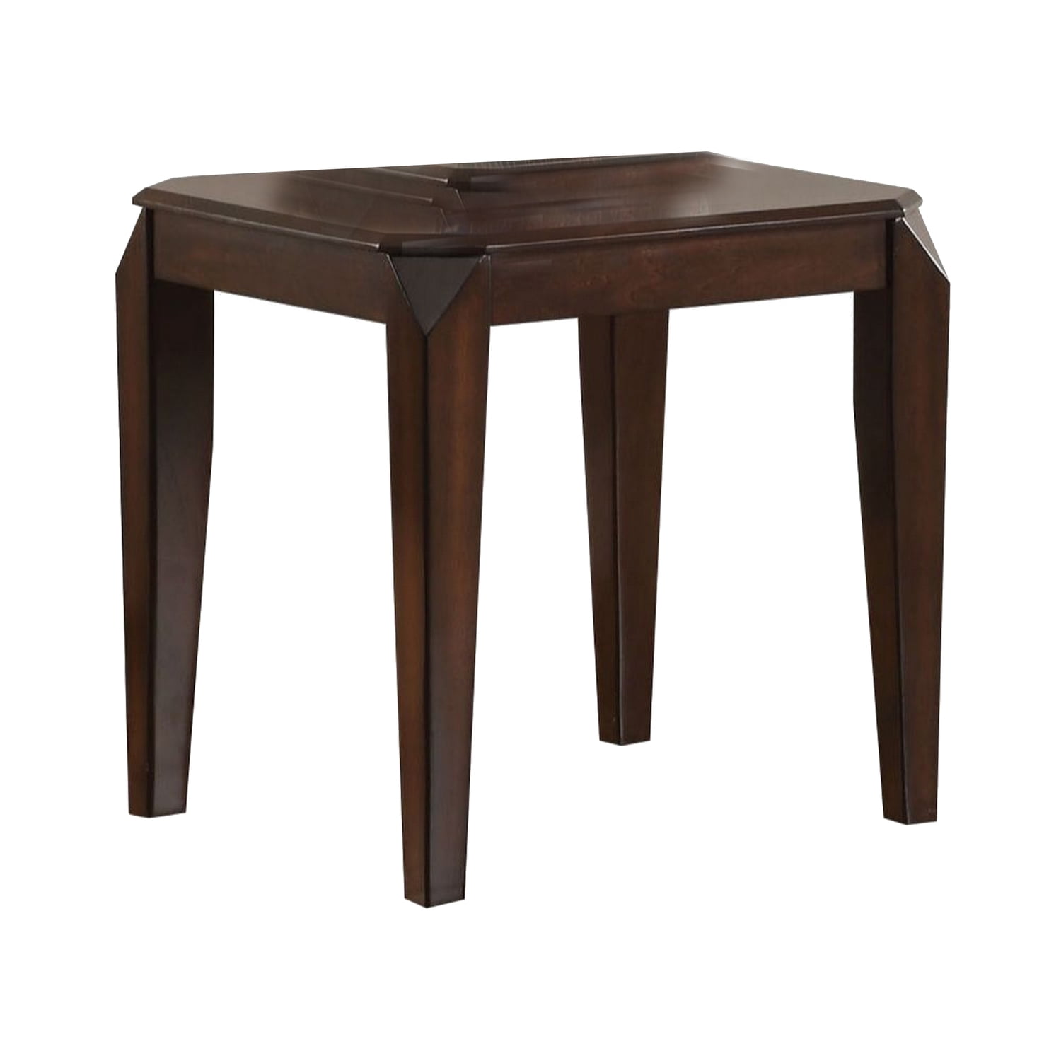 Transitional Walnut Wood Square End Table with Tapered Legs