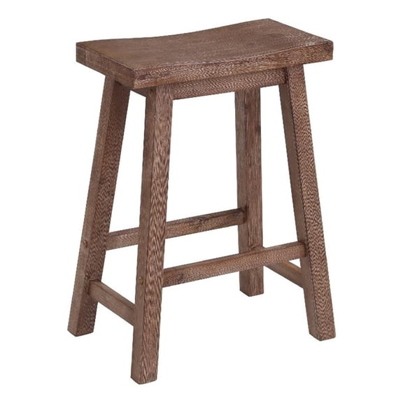 Wooden Frame Saddle Seat Counter Height Stool with Angled Legs- Brown