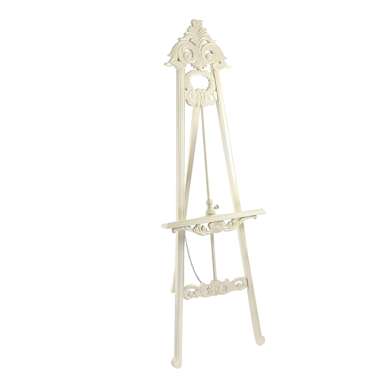 Hand Easel Benjara Wooden Hand Carved Tripod Easel with Back Leg Support, White ...