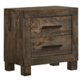 thumbnail image 1 of Wooden Nightstand with 2 Drawers and Grain Details, Brown, 1 of 9