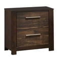 thumbnail image 1 of Wooden Nightstand with Two Drawers and Metal Bar Handles Brown, 1 of 2
