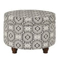 thumbnail image 1 of Benzara Upholstered Fabric & Wood Ottoman with Bun Feet in Cream/Black, 1 of 5