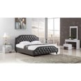 thumbnail image 1 of Benjara Wooden Queen Size Bed with Button Tufted Leatherette Headboard and Footboard, Dark Gray, 1 of 1