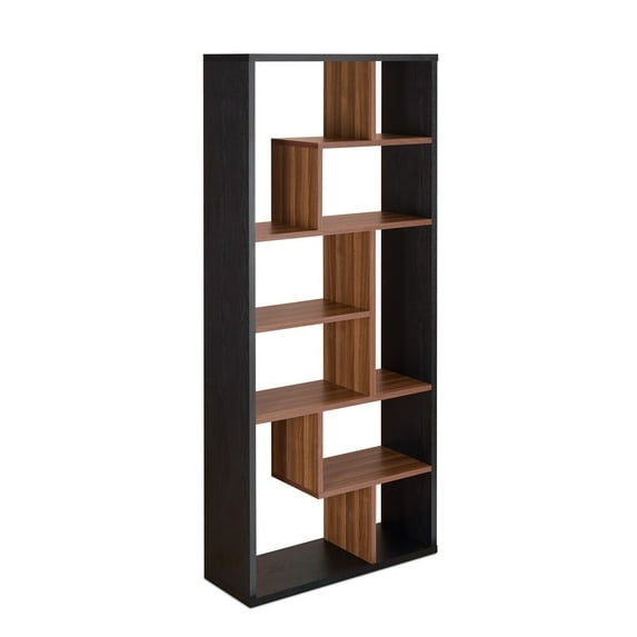 Wooden Rectangular Cube Bookcase, Natural Brown & Black