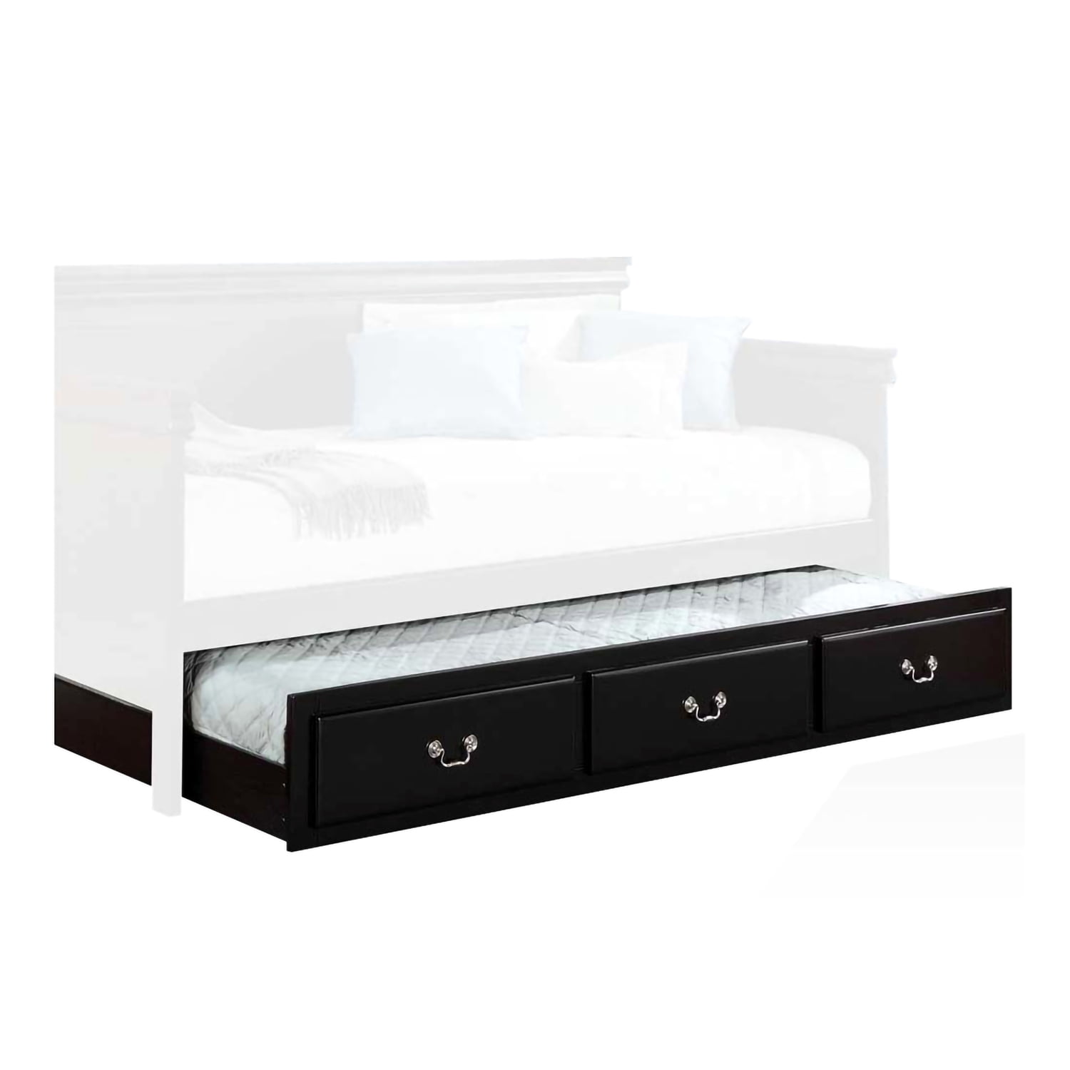 Benjara Wooden Twin Size Trundle Bed with Caster Wheels, Black
