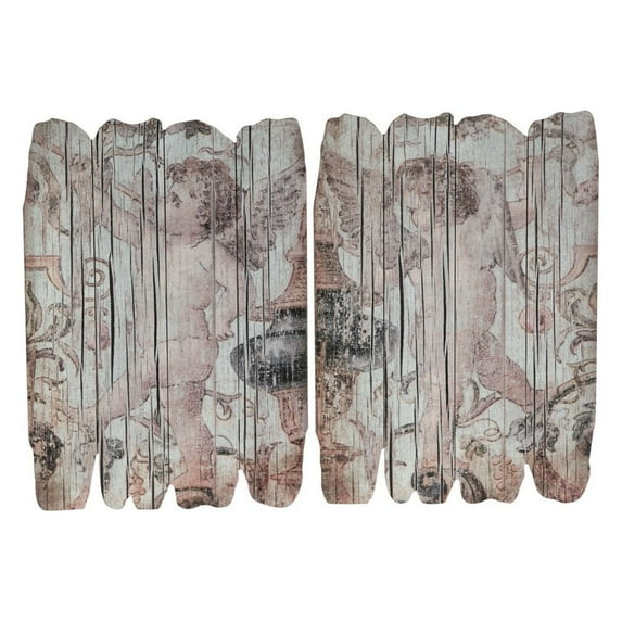 Benjara Wooden Wall Plaques, Multicolor, Set Of 2