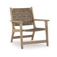 thumbnail image 1 of Benjara Woven Accent Chair, Taupe Faux Leather Strips, Basket Weave Pattern, Brown, 1 of 5