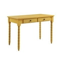 thumbnail image 1 of Benjara Writing Desk WIth Ornate Carvings and Turned Legs, Yellow, 1 of 4