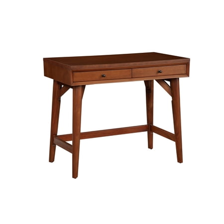 Writing Desk with 2 Drawers and Angled Legs, Brown- Saltoro Sherpi