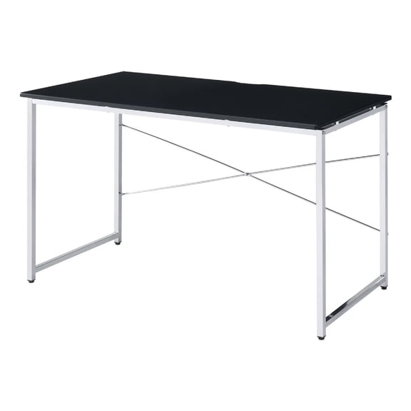 Writing Desk with X Shaped Crossbar Support Black and White - Saltoro Sherpi