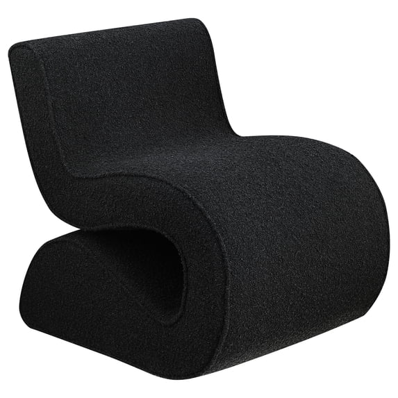 Zea Accent Side Chair, Curved, Modern Gray Boucle Upholstery, Metal
