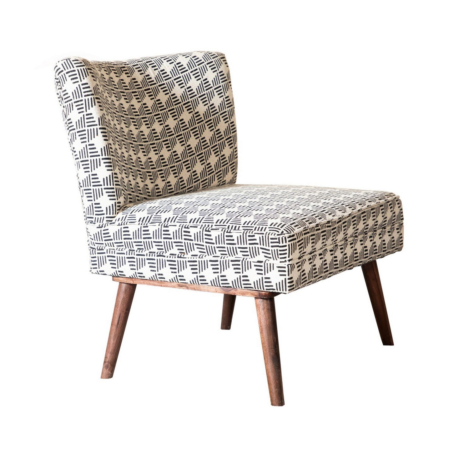 Zoe 28 Inch Modern Accent Chair, Fabric, Angled Legs, Crosshatch, Black ...