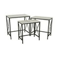 thumbnail image 1 of Benjara Zoe Plant Stand Table Set of 3-Metal-Rectangular Marble Top-Black Metal, 1 of 5