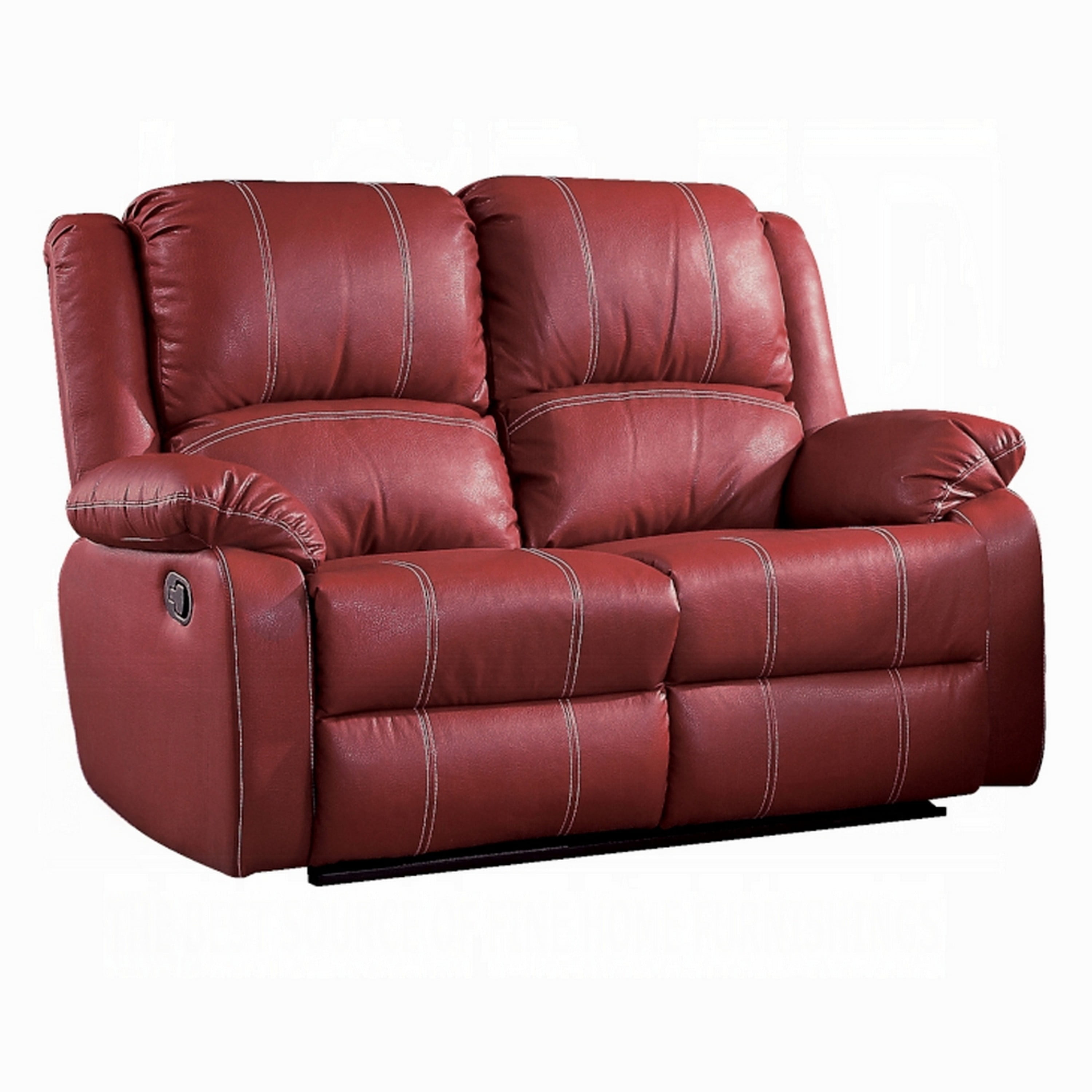 LOVE RAT（RED Ver.) Zuru Motion Manual Recliner Loveseat, Pillow Top, Red Faux Leather