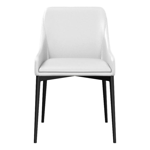Benjara Zvi 21" Cushioned Dining Chair (Set of 2)- Sloped Arms- White- Black