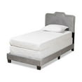 thumbnail image 1 of Benjen Glam Grey Velvet Fabric Upholstered Twin Size Panel Bed, 1 of 5