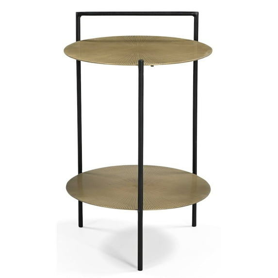 Benji Iron Side Table in a Modern Black and Textured Brass Finish