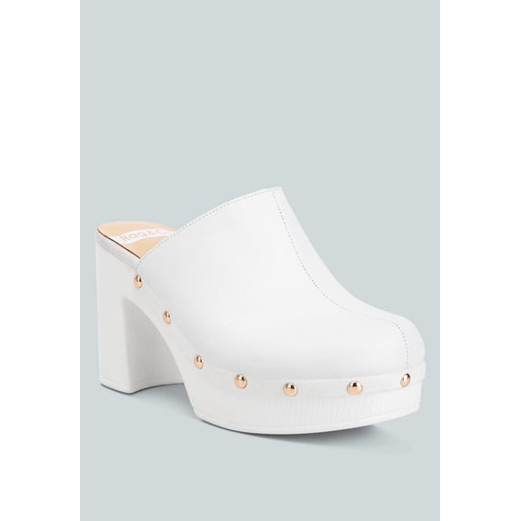 Benji Recycled Leather Clogs In White