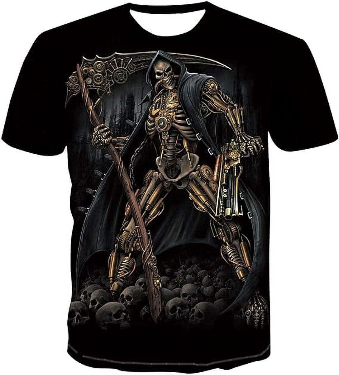 Benksrt 3D Graphic Skull TShirts for Men Funny Printed Short Sleeve Tee Shirts
