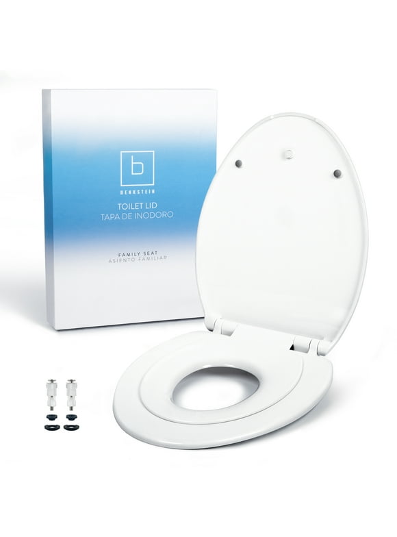 Benkstein® Elongated Toddler Toilet Seat - 2x Softclose, Quick Release - White