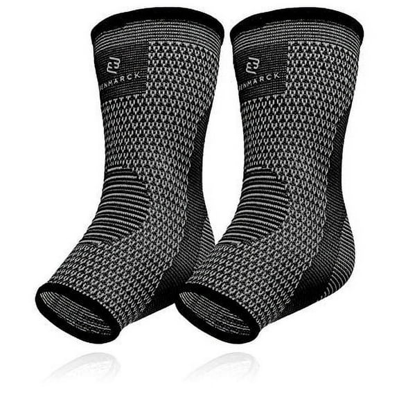 Benmarck Ankle Compression & Plantar Fasciitis Ankle Brace Elastic Pull-On, Gray, Unisize, 2 Count