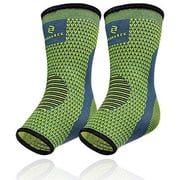Benmarck Ankle Compression Sleeve, Plantar Fasciitis Sock, Foot Arch Tendon Support Brace, Blue, Unisize, 2 Count