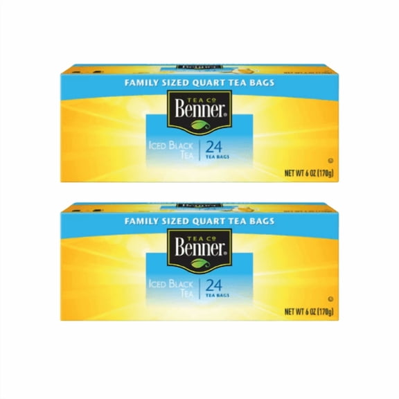 Benner Iced Black Tea Bags, Family Sized Quart, 24 Count,2 Pack