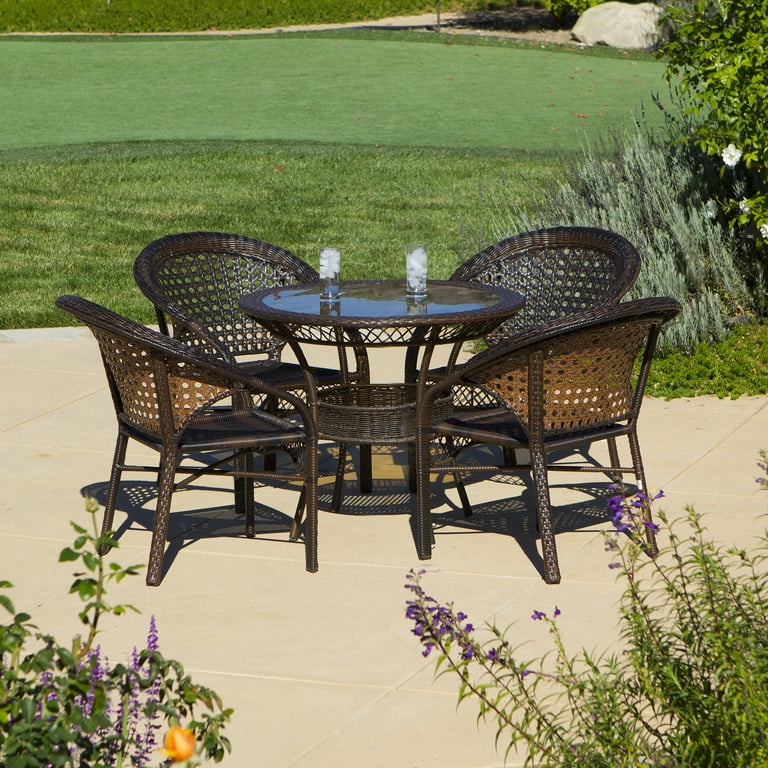 Bennett 5 piece Wicker Dining Bistro Table Set Brown Walmart