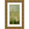 thumbnail image 1 of Bennett, Kate 11x18 Gold Ornate Wood Framed with Double Matting Museum Art Print Titled - Gold Trees on Green Panel II, 1 of 4