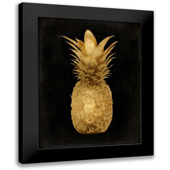 Bennett, Kate 12x14 Black Modern Framed Museum Art Print Titled - Gold Pineapple on Black I