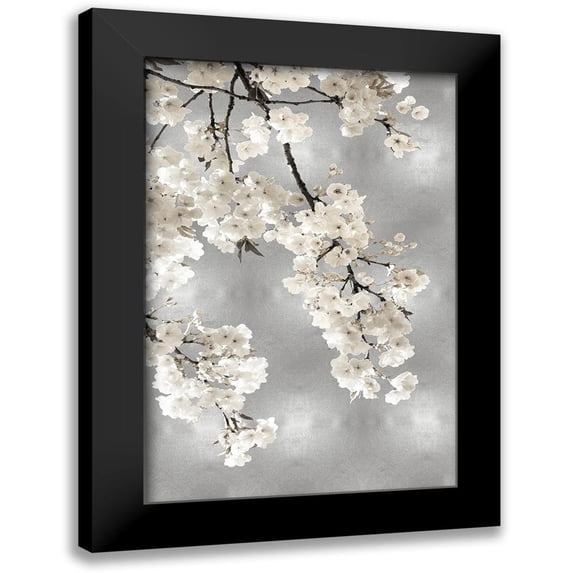 Bennett, Kate 13x18 Black Modern Framed Museum Art Print Titled - White Blossoms on Silver I