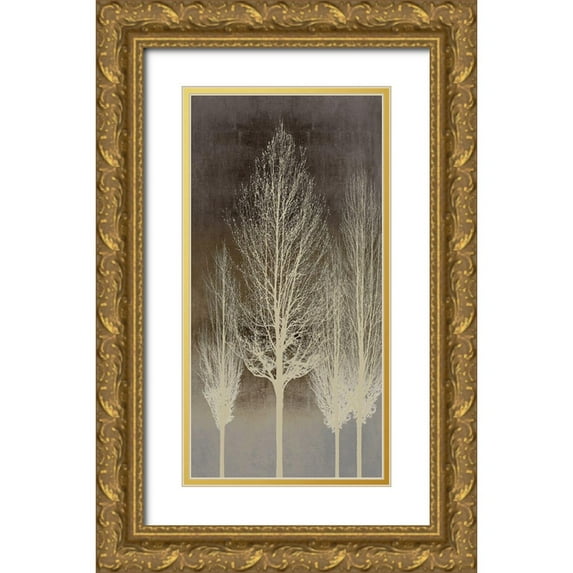 Bennett, Kate 14x24 Gold Ornate Wood Framed with Double Matting Museum Art Print Titled - Trees on Brown Panel II